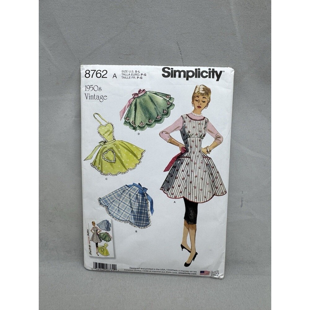 Simplicity Pattern 8762 Misses' Vintage 1950s Aprons in Four Great Styles S~L UC